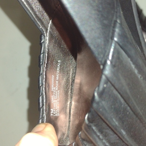 Etienne Aigner Black Peep Toe Wedge Leather Heels Shoes size 7m - Picture 10 of 10